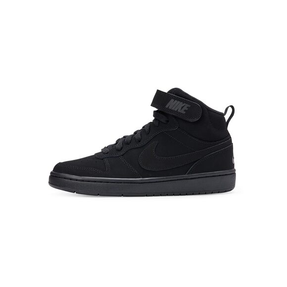 Nike Big Kid's Court Borough Mid 2 Lifestyle Shoes Black/Black-Black 3.5Y